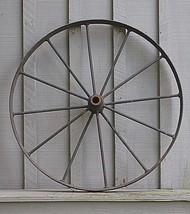 Antique Primitive Steel Spoke Wagon Wheel Cart Implement Farm Vintage De... - £194.17 GBP