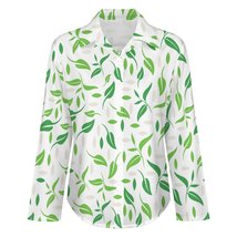 Mondxflaur Leaves Women Long Sleeve Shirt Summer Elegant Fashionable - £19.13 GBP