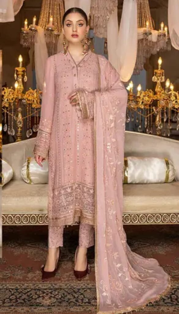 Indian Designer Embroidered chiffon suits are elegant and sophisticated outfits