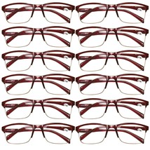 12Pair Womens Half Frame Square Classic Reading Glasses Red Spring Hinge... - $19.59