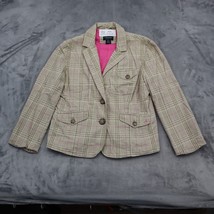 American Eagle Outfitters Blazer Womens M Brown Pink Plaid Double Button Jacket - £20.55 GBP