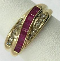 2.65Ct Princess Cut Ruby &amp; Diamond 14k Yellow Gold Over Engagement Ring - £87.66 GBP