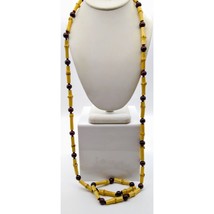 Vintage Bamboo Strand with Dark Wood Bead Spacers, Bohemian Necklace - £37.89 GBP