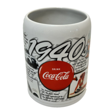 Vintage 1998 Large 1940s Generation Coca Cola Ceramic Mug Stein 5" Tall - $8.49