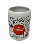 Vintage 1998 Large 1940s Generation Coca Cola Ceramic Mug Stein 5&quot; Tall - $8.49