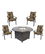 5 piece round fire pit patio set cast aluminum furniture Sunbrella cushions - £2,967.80 GBP