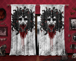 White Goth Medusa Curtains, Black Snakes, Gothic Home Decor, Window Drapes, Shee - £131.09 GBP