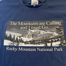 VTG Gildan Rocky Mountain Park The Mountains are Calling Adult Blue MED T-Shirt - £12.42 GBP