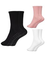 Pilates Socks with Grips Women Non Slip Cotton Yoga Ballet Crew 3 Pairs ... - €3,27 EUR