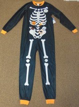 Boys Pajamas Halloween Black Skeleton Glow in Dark Fleece 1 Pc Jellifish- 14/16 - £15.83 GBP