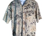 PARADISE COVES Short Sleeve Button Down Silk Floral Shirt Green Large - $12.86