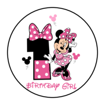 30 Minnie Mouse 1ST First Birthday Stickers Envelope Seals Labels 1.5&quot; Custom - £5.97 GBP