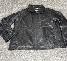 Men’s Jacket Perry Ellis Portfolio Lamb Skin Leather Size Large Black - £140.67 GBP