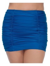 RAISINS CURVE Women&#39;s Blue Ruched Caribbean Solids Swim Skirt Size 14W - £19.07 GBP
