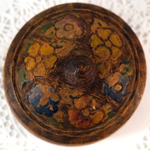 Antique Hand Made Wooden Trinket / Stash Box Painted Flowers on Lid - £49.95 GBP