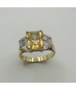 Vintage 925 Silver Yellow Tourmaline &amp; CZ Ring Size 8 - $32.28 CAD