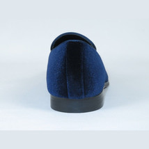 Mens Santino Luciano Shoes Soft Velvet Slip on Loafer Formal C351 Navy Blue image 6