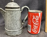 Early Small Gray Granite Ware Enamel Coffee Tea Pot 5&quot; - $39.60