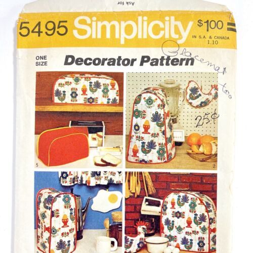 1972 Simplicity Sewing Patterns Kitchen Appliance Covers Potholder Placemat 5495 - $8.99