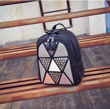 Women Leather Backpack Rivet Daily Backpacks School Bags For Teenagers - £31.65 GBP