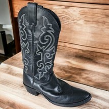 Justin Boots Men&#39;s Cowboy Western Classic Buck R Toe Boots Shoes Black 10.5 D - £58.72 GBP