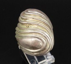 925 Sterling Silver - Vintage Ribbed Dome Bypass Statement Ring Sz 7 - R... - $80.74