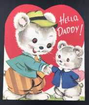 VTG Gibson Tri-Fold Hello Daddy Bears Anthropomorphic Valentine Greeting... - $12.19