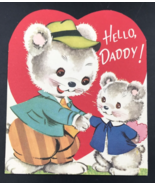 VTG Gibson Tri-Fold Hello Daddy Bears Anthropomorphic Valentine Greeting... - £9.63 GBP