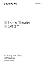 Sony HT-DDWG700 Home Theater System Owners Manual - £16.70 GBP