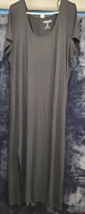 Torrid Shift Dress Womens Size 2 Black Knit Rayon Short Sleeve Scoop Neck Slit - £18.97 GBP
