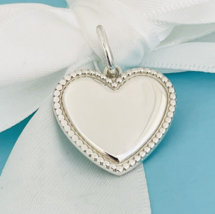 Tiffany &amp; Co Heart Pendant Beaded Edge Milgrain Engravable Pendant or Charm - £196.57 GBP