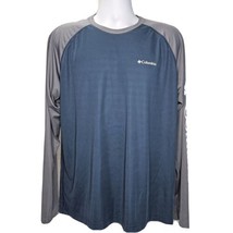 Columbia Omni-Shade Sun Protection T-Shirt Mens L Blue Gray Long Sleeve Outdoor - £15.63 GBP