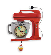 Allen Designs Red Vintage Kitchen Mixer Wall Clock with Cupcake Pendulum - £54.26 GBP