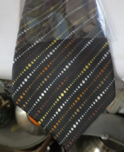 Hermes Paris Men&#39;s 100% Silk Ties Multi color diagonal circles Black bac... - $100.00