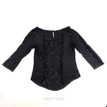 Free People Womens Top Blouse Shirt Washed Faded Black Gray Size S|P - $19.70