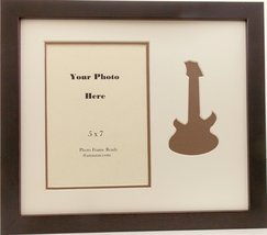 Wall Mount Music Photo Frame Brown Guitar 9-1/2 X 11 Holds 5x7 Photo Creme and B - £25.97 GBP