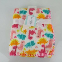 Baby Gear Pink Teal Orange Yellow Dino Dinosaur Blanket Plush Fleece Hearts NEW - £39.56 GBP