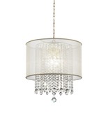Primo Gold Finish Ceiling Lamp with Crystal Accents and White Shade - €349,53 EUR