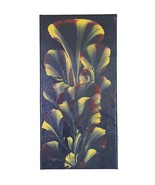 Yellow &amp; Deep Red Flowers On Black Canvas 11x7 Signed Original Artwork W... - £11.41 GBP
