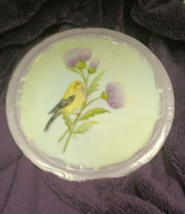 Signed Hand Painted Porcelain  Plate Hanging Wall Trivet Wisteria &amp; Mead... - $171.06 MXN