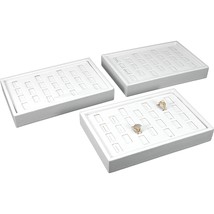 3 White Leather 25 Slot Ring Display Trays Jewelry Case - £31.90 GBP