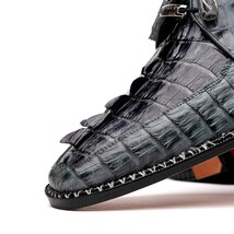 Caribe Genuine Hornbak Caiman Crocodile Dress Shoes Dark Gray image 3