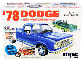 Skill 2 Model Kit 35.15Dodge D100 Pickup Truck w Mini Bike 1/25 Scale Model MPC - $47.41