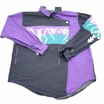Brooks Dunn Shirt Womens L Purple Black Long Sleeve Casual Collared Blouse - £12.71 GBP