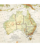 1920 Map Australia New Zealand Oceania Physical Political Boundaries DWQ5 - €26,14 EUR