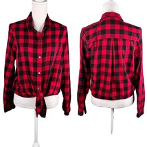 Madewell Flannel Tie-Front Shirt Large Sasha Red Buffalo Check K2765 - £22.81 GBP