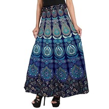 Women Wrap around skirt Jaipur Indian Maxi 38&quot; Blue(Free Size upto 46&quot;-XXXL)T8 - £33.65 GBP
