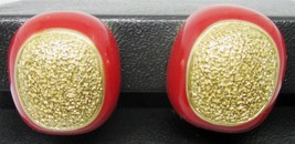 Beautiful Vintage Orena Paris Red &amp; Gold Clip Earrings - $22.44