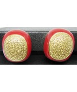 BEAUTIFUL VINTAGE ORENA PARIS RED &amp; GOLD CLIP EARRINGS - £17.65 GBP