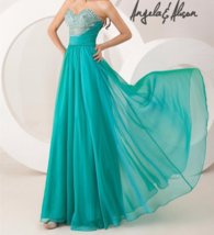 Authentic Angela &amp; Alison Teal Chiffon Formal Prom Pag EAN T Dress #41023 Nwt 2 - £225.28 GBP